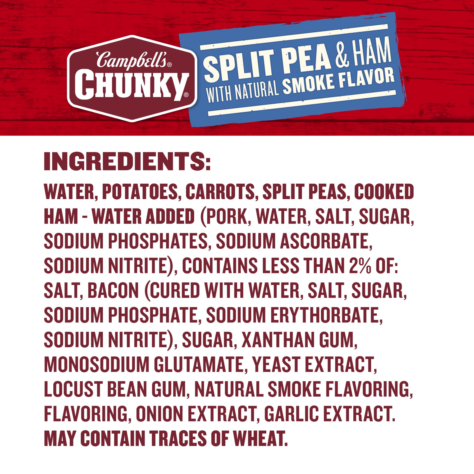 (12 pack) Campbell’s Chunky Soup, Ready to Serve Split Pea Soup with Ham, 19 oz Can