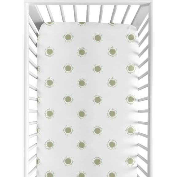 Boho Sun White and Sage Fitted Crib Sheet by Sweet Jojo Designs