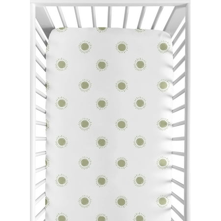 UPC: 0846480089988 | Boho Sun White and Sage Fitted Crib Sheet by Sweet Jojo Designs