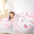 thumbnail image 3 of Manfei Ribbon Bowknot P Personalized Initial Bedding Comforter Set 7 Pieces,Princess Bow Stripes Full Bedding Set,Pink Reversible,Lightweight Room Decor, 3 of 7