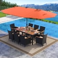 thumbnail image 1 of Gymax Set Of 11 Patio Dining Set w/ 15ft Double-Sided Patio Umbrella (Base Included) Orange, 1 of 6