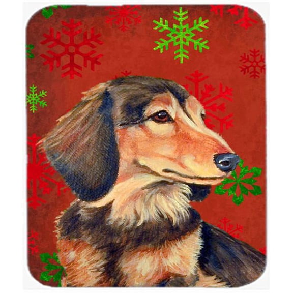 Dachshund Red And Green Snowflakes Christmas Mouse Pad, Hot Pad Or Trivet - 7.75 x 9.25 In.