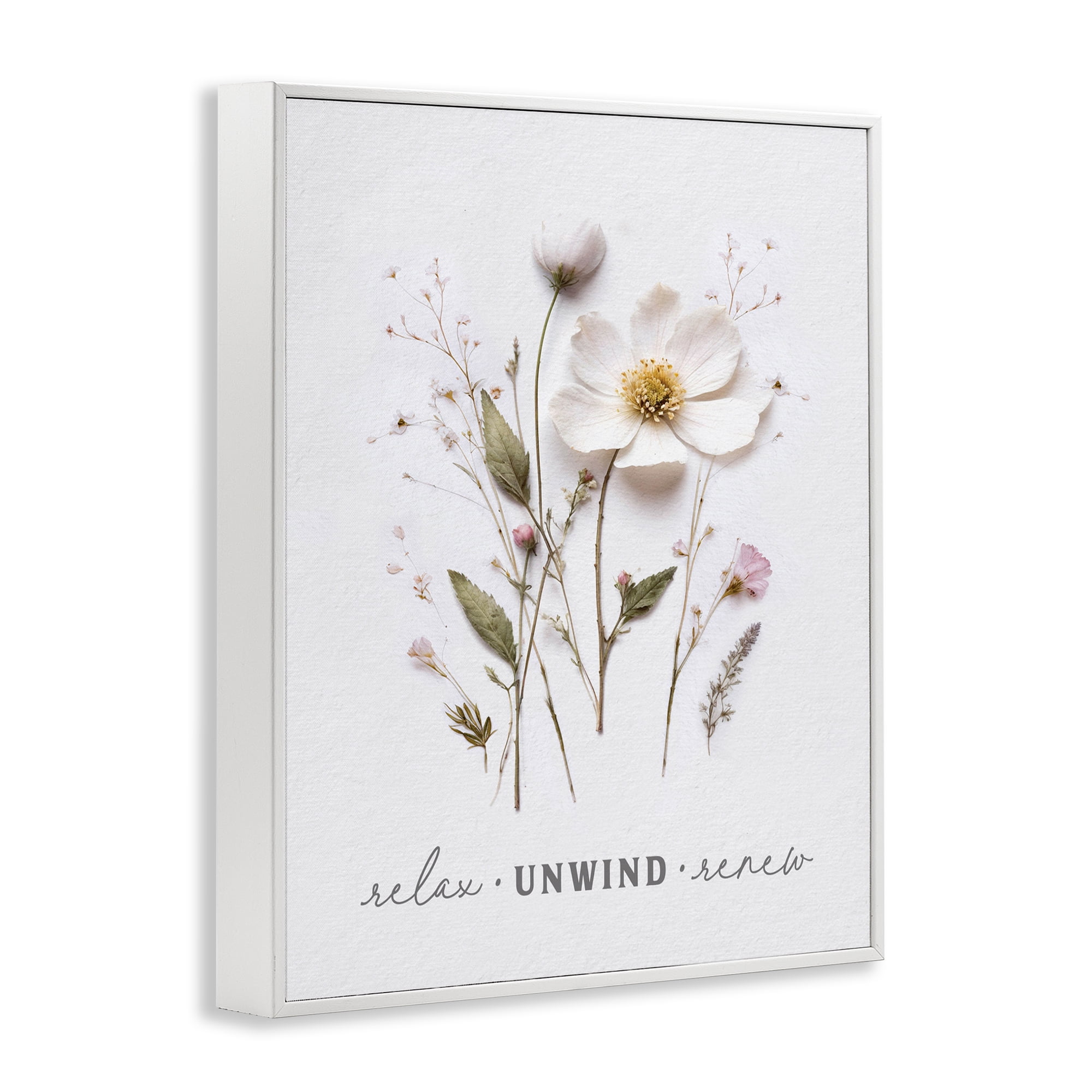 Relaxing Pressed Flowers White Framed Giclee Art, design by Lettered and Lined