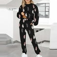 thumbnail image 2 of Elainilye Fashion Tracksuit Sets Womens 2 Piece Sweatsuit Casual Print Long Sleeve Round Neck Sweatshirt Top and Pants Set,Gray, 2 of 5