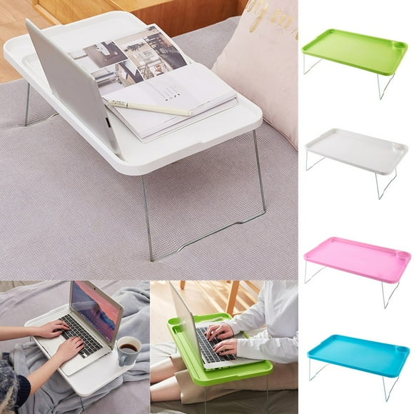 Folding Laptop Table with Non-Slip Legs Lazy Laptop Tray for Bed with Cup Holder and Card Slot High Stability Strong Load-Bearing Portable Bed Table for Breakfast Student Dormitory Sofa Balcony