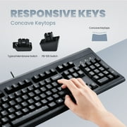 Perixx Periboard-106, Wired USB Performance Full Size Computer Keyboard, Curve Ergonomic Keys, Black