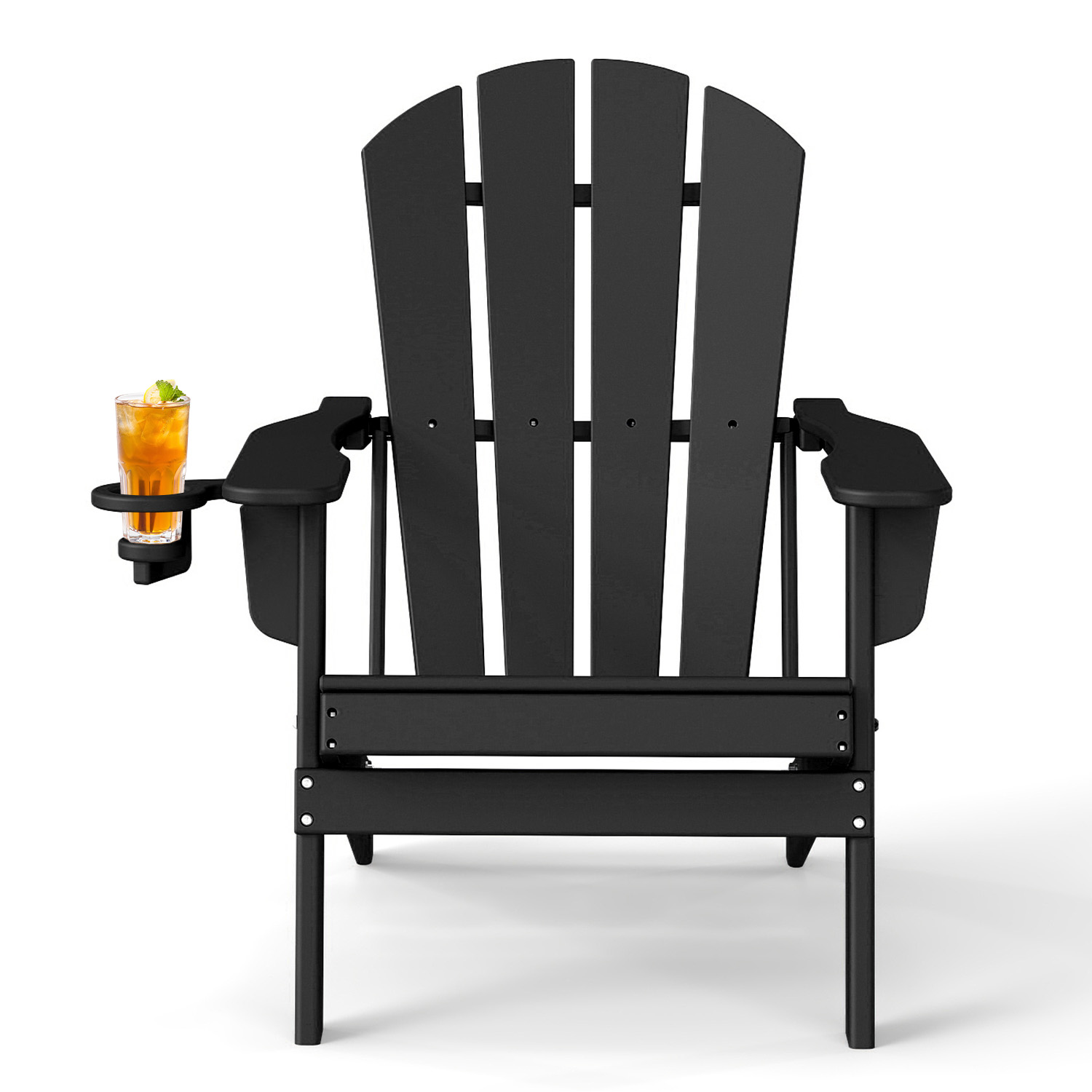 FODINGHILL Folding Adirondack Chair,HDPE All Weather Fire Pit Chair,Outdoor Plastic Chair for Patio Porch Garden,Black