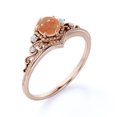 thumbnail image 3 of Milgrain Princess Crown 1.10 Carat Round Brilliant Cut Aventurescent Sunstone and Moissanite Six Prong Filigree Engagement Ring in 18K Rose Gold Plating over Silver, 3 of 3