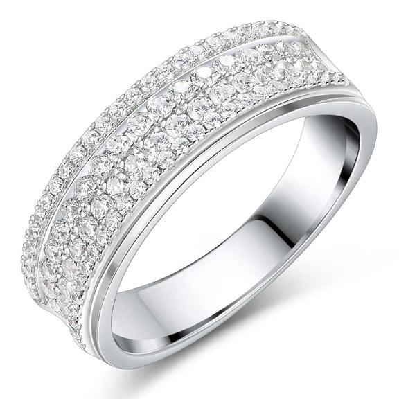 Siyoupin Mens Moissanite Wedding Ring 88 Round Cut 4 Rows 925 Sterling Silver Promise Engagement Band Size 9