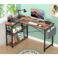 thumbnail image 2 of St. Teil L-Shaped Computer Desk with Power Outlet, Corner Office Desk with Storage Shelves, Rustic Brown, 2 of 8