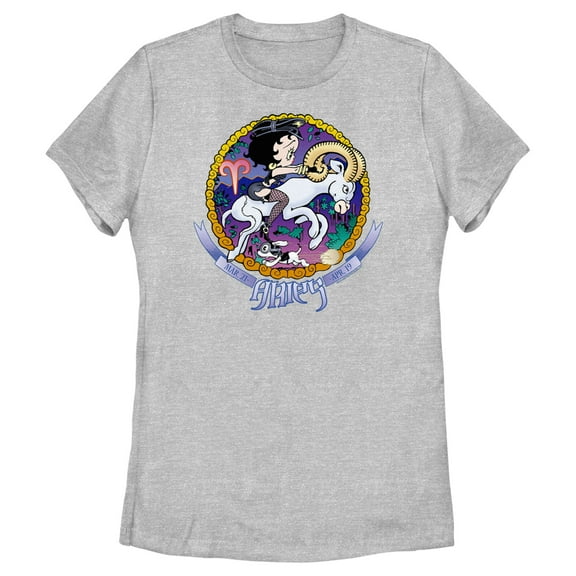 Women's Betty Boop Aries Zodiac  Graphic Tee Athletic Heather Medium