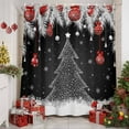 thumbnail image 2 of Christmas Tree Sequoia Leaf Shower Curtain for Bathroom, Winter Snowflake Ball Black Back Waterproof Shower Curtains Washable Quick Dry with Hooks Bathtub Curtains 72x72IN, 2 of 9
