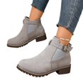 thumbnail image 4 of Chelsea Boots for Women Ankle Almond Toe Low Block Heel Buckle Strap Elastic Side Booties 37, 4 of 5