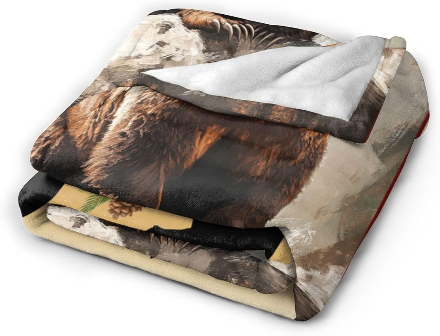 Bear Blanket Super Soft Warm Brown Bear Fleece Throw Blanket Gift for Women Men Cozy Fluffy Plush Bear Animal Stuff Lightweight Flannel Gifts Blankets for Kids Adults 50"X40"