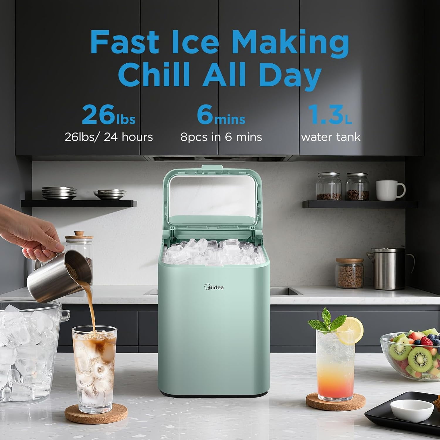 Countertop Bullet Ice Maker, 26lbs/Day Fast Production with -Cleaning for Home Office RV