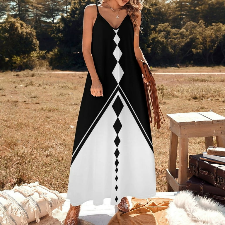 Monochrome Geometric s Sleeveless Dress dress women summer luxury evening  dress woman for wedding - Walmart.com