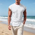 thumbnail image 5 of WULMLEO Mens Sleeveless Tank Tops Workout Muscle Athletic Cut Off Tee Shirts Casual Loose Lightweight Running Gym Sports Shirts White 3XL, 5 of 7