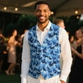 thumbnail image 4 of Yuyamidu Blue Camo Men's Suit Vest for Wedding Prom Business Formal Dress Waistcoat Vest with 3 Pockets Camouflage V-Neck Vests Size S, 4 of 7