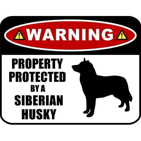 PCSCP Warning Property Protected by a Siberian Husky (SILHOUETTE) 11.5 inch x 9 inch Laminated Dog