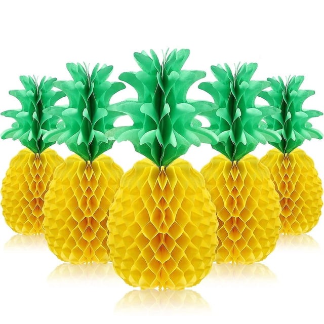 5 toallas de papel con forma de panal de piña para colgar en la mesa de fiesta de cumpleaños