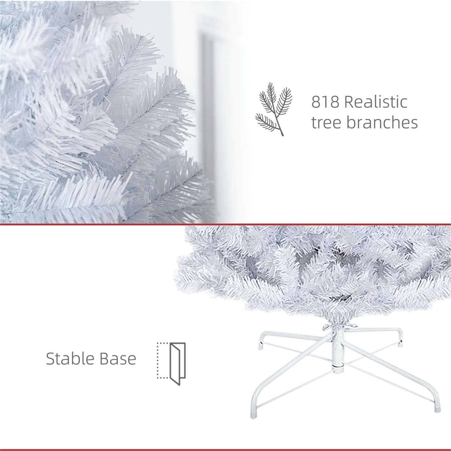 Hommoo Decorations,7ft Pencil Christmas Tree, Unlit Artificial Christmas Tree Slim Douglas Fir Xmas Tree with Realistic Branches, Halloween Tree with 818 Tips, White