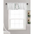 thumbnail image 3 of Easter White Bunny Linen Curtain Valance for Bedroom/Bathroom/Kitchen/Office/Living/Dining Room Windows,Gray Plaid Green Eucalyptus Leaves Rod Pocket Topper Drapes Decorative Cafe Drapery Panel 60x18, 3 of 6
