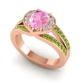 thumbnail image 2 of 2.35 Carat Elegant Oval Cut Pink Sapphire & Peridot Gemstone Anniversary Ring for Women 18K Rose Gold Size 6 by Diamond-Capitals, 2 of 8