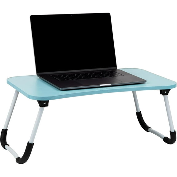 Lap Desk Laptop Stand, Bed Tray, Folding Legs, Couch Table, Portable, MDF, 23.25" L x 13.75" W x 10.5" H, Blue