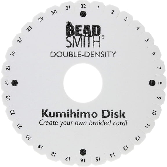The Beadsmith Round Kumihimo Disk, 6 inch diameter, 0.75” (20mm) thick double dense foam, Jewelry Tools for Braiding, box of 10 disks