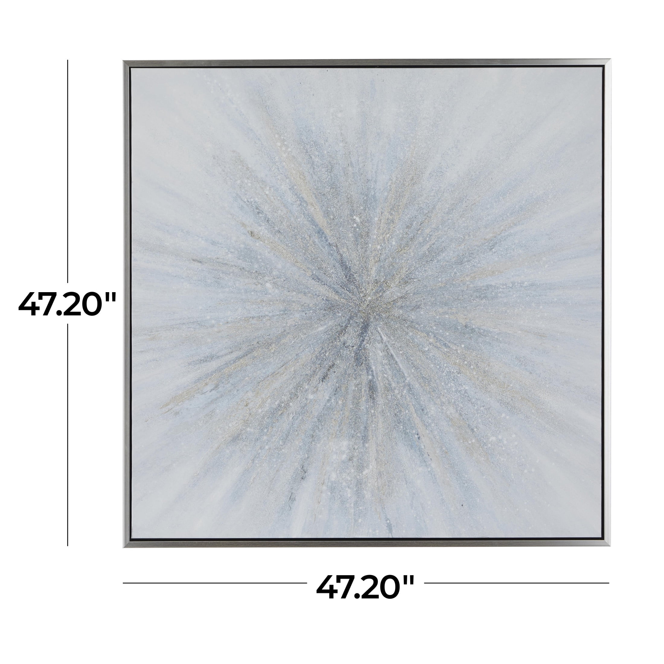 47" x 47" Radial Starburst Framed Wall Art with Silver Frame, by DecMode
