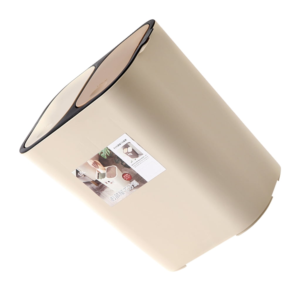 OFFIGAM 1Pc Beige Plastic Home Garbage Can Dual Compartment Trash Bin for Kitchen Or Office