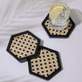 thumbnail image 3 of MomentDecor Unique Rattan Wood Coasters Hexagon Shape Set of 4 Exclusive 4.2" Size Classic Black Wood Natural Handwoven Real Rattan Stylish Decor Protect Surfaces, 3 of 8