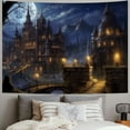 thumbnail image 2 of BCIIG  Castle Full Moon Night Tapestry, Wolf Fantasy Medieval Town Wall Hangings Tapestry for Bedroom Living Room Office Dorm Man Cave Background 60x50inch, 2 of 6