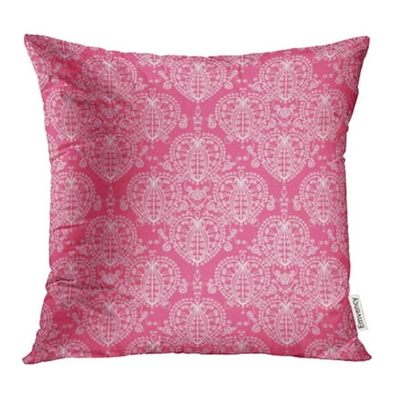 

ARHOME Pink Back Abstract Damask Swirls Raster Beautiful Creativity Curl Curve Drawing Pillowcase Cushion Cases 16x16 inch