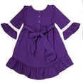 thumbnail image 3 of Toddlers and Girls (2-7/8) Princess Dairy Ruffled High-Low Soft French Terry Knit Cotton Dress in Purple 6, 3 of 8