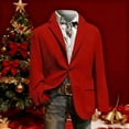 thumbnail image 2 of Lcziwo Mens Ugly Christmas Suit Jacket Casual Single Breasted Suit Coats 3 Button Plain Corduroy Blazers Slim Fit Lapel Business Sport Coat Red,XXL, 2 of 5