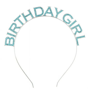 Nvzi birthday girl headband princess birthday tiara metal rhinestone crystal headband (blue)