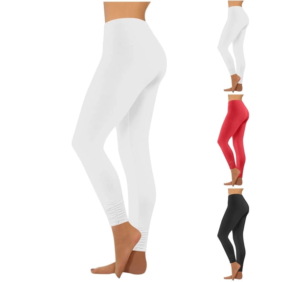 Women's Buttery Soft High Waisted Leggings 2026 Summer Stretch Gym Yoga Pants Solid Color Casual Trousers White XL