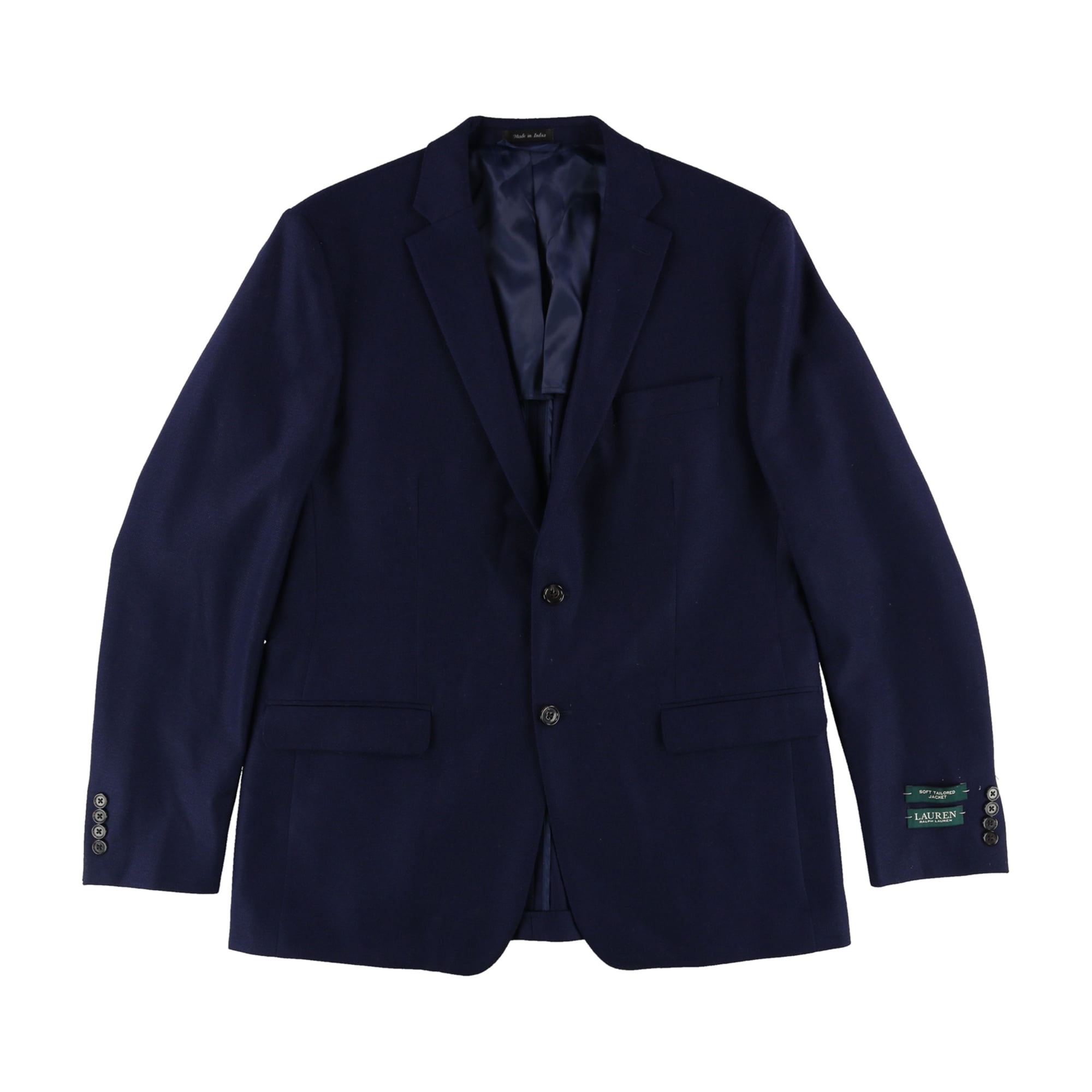 Ralph Lauren Mens Classic-Fit Textured Two Button Blazer Jacket, Blue