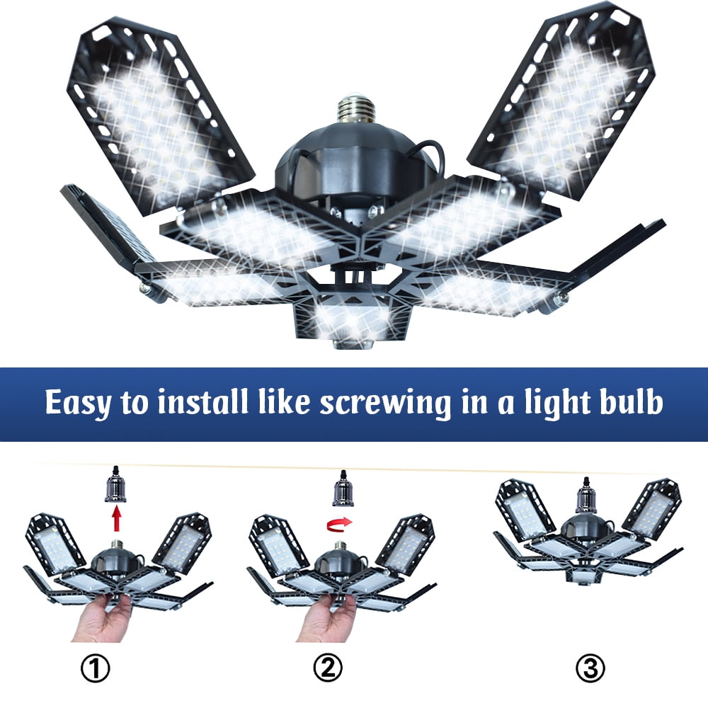 180W LED Garage Lights,18000LM 6500K LED Garage Ceiling Lights with 10+1 Deformable Adjustable Panels,Super Bright LED Lights for Garage E26/E27,1PACK
