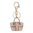thumbnail image 1 of Llavero con diamantes de imitación y bolsa con botón a presión, colgante para coche, decoración colgante, regalo (negro y rojo), 1 of 1