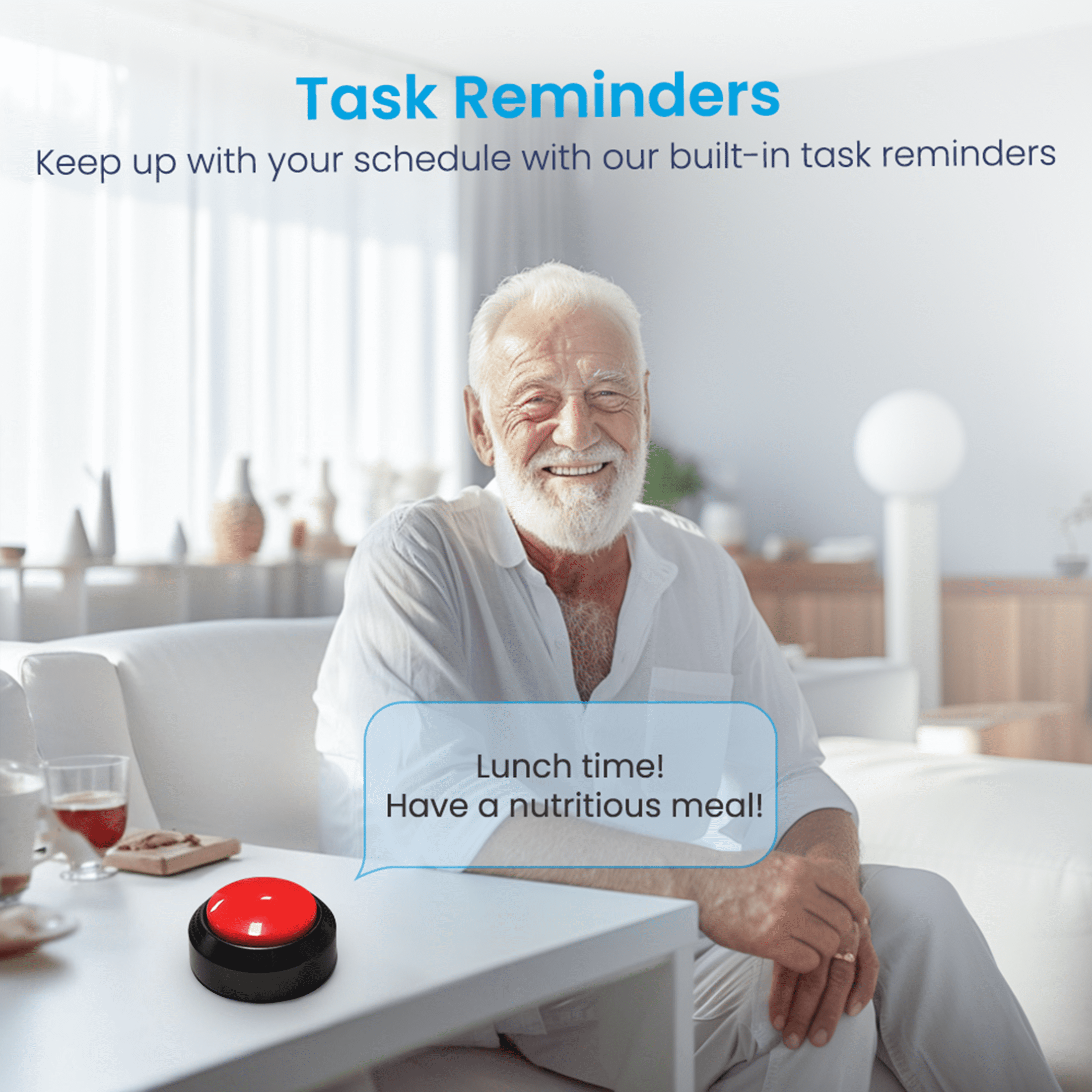 TimeVocalist Talking Alarm Clock with Time Sync, Task Reminders, Battery Backup for Elderly & Visually Impaired
