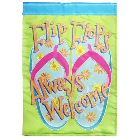 Magnolia Gardens M011315 13 x 18 in. Double Applique Flip Flops Welcome Polyester Garden Flag