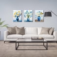 thumbnail image 4 of 3 Piece Bedroom Flower Canvas Wall Art, Vintage Oil Painting Gallery Wall Decor Print White and Blue Daisy in Pretty Vase Picture for Kitchen or Living Room，11.8"x15.8", 4 of 6