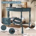 thumbnail image 5 of Accent Console Table with Semicircle Tabletop, Drawer & Shelf, Fluted Vintage Entryway Display Table, Sofa Table with Roman Legs, 5 of 10