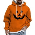 thumbnail image 2 of CONZONE Halloween Mens Hoodies Long Sleeve Hallowmas Pullover Hoodie for Men Funny Pumpkin Face Graphic Hooded Sweatshirts With Pocket, 2 of 5