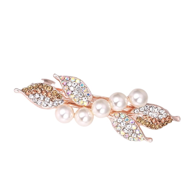 Minnieouse Horquilla de hoja de perla de cristal, pinza para el pelo de compromiso para fiesta de vacaciones, accesorios portátiles para peinados para la Accesorio para el cabello champán Minnieouse AP015452-05