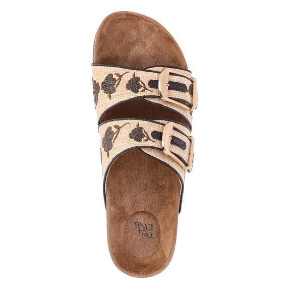 Time and Tru Women's Footbed Slide Sandals (Wide Width Available)