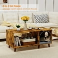 thumbnail image 2 of FRAPOW 40 in Coffee Table Cat Tables Living Room with Storage Cabinet, Wooden Rustic Coffee Tables with Cat House, Hidden Kitty Food Table Litter Box Furniture Retro Color, 2 of 8