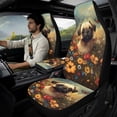 thumbnail image 2 of Xoenoiee Pug Dog Butterfly Flower Print 5 Pcs PU Leather Car Seat Covers Set with Seat Belt Pads & Console Cover, Universal Fit Waterproof Auto Interior Accessories for Most SUV, Truck, Sedan, Van, 2 of 7
